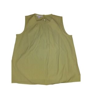 Dressbarn Womens Lime Green Pleated Neck Sleeveless Blouse Top Size Medium